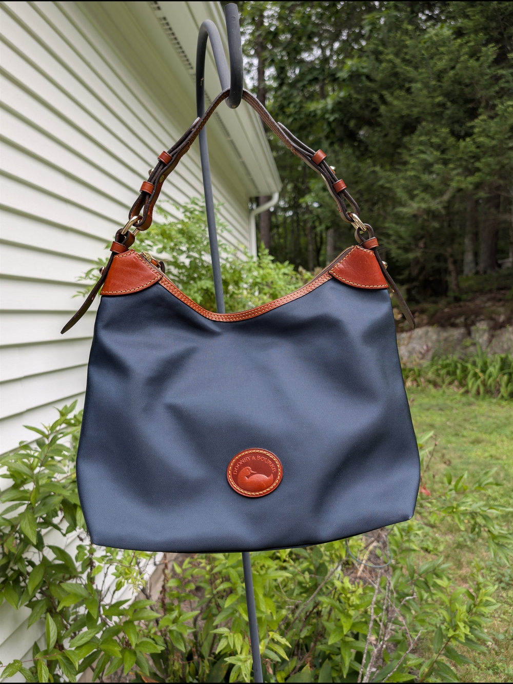 Dooney & Bourke Navy and Brown Shoulder Bag